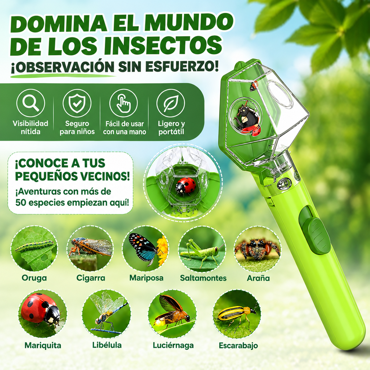 Lupa Atrapa Bichos 6x para Niños